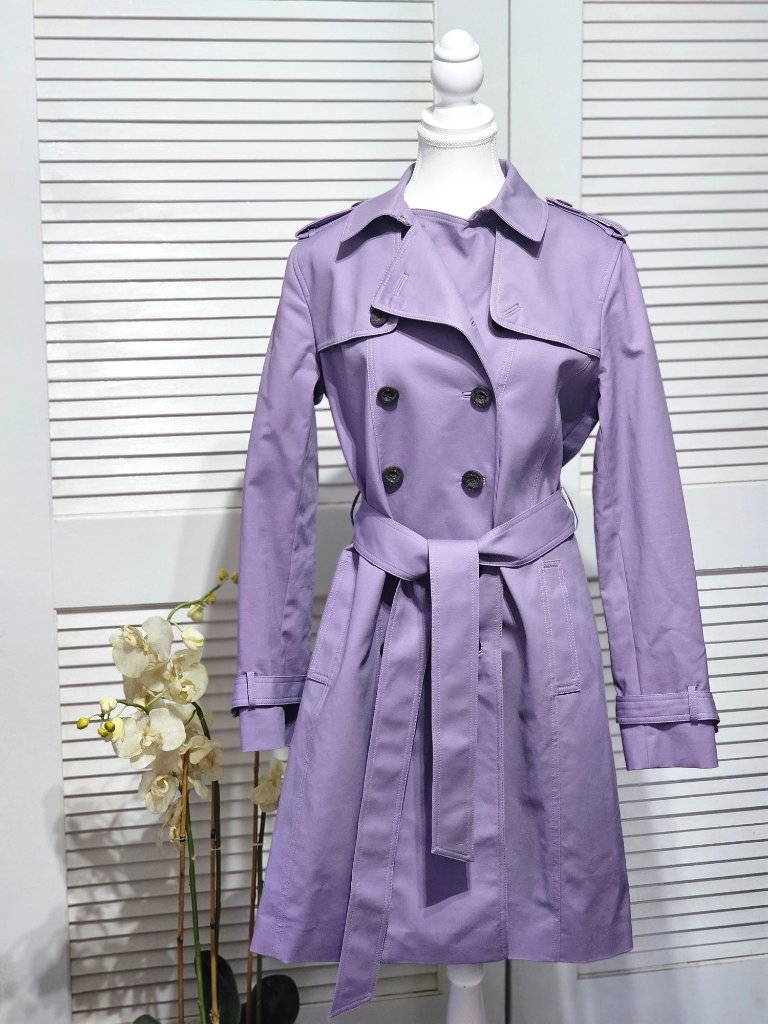 Nwot Hobbs London Women's Lavender Saskia Double-Breasted Trench Coat Sz 10 3299